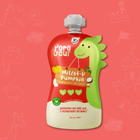 Rorosaur Millet-y Pumpkin baby puree pack made with pumpkin, lentils, oats, and cashew for infants 6 months and older.