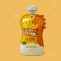 Rorosaur Rice O Lentils baby puree twin pack made with rice, lentils, and vegetables for nourishing baby meals.