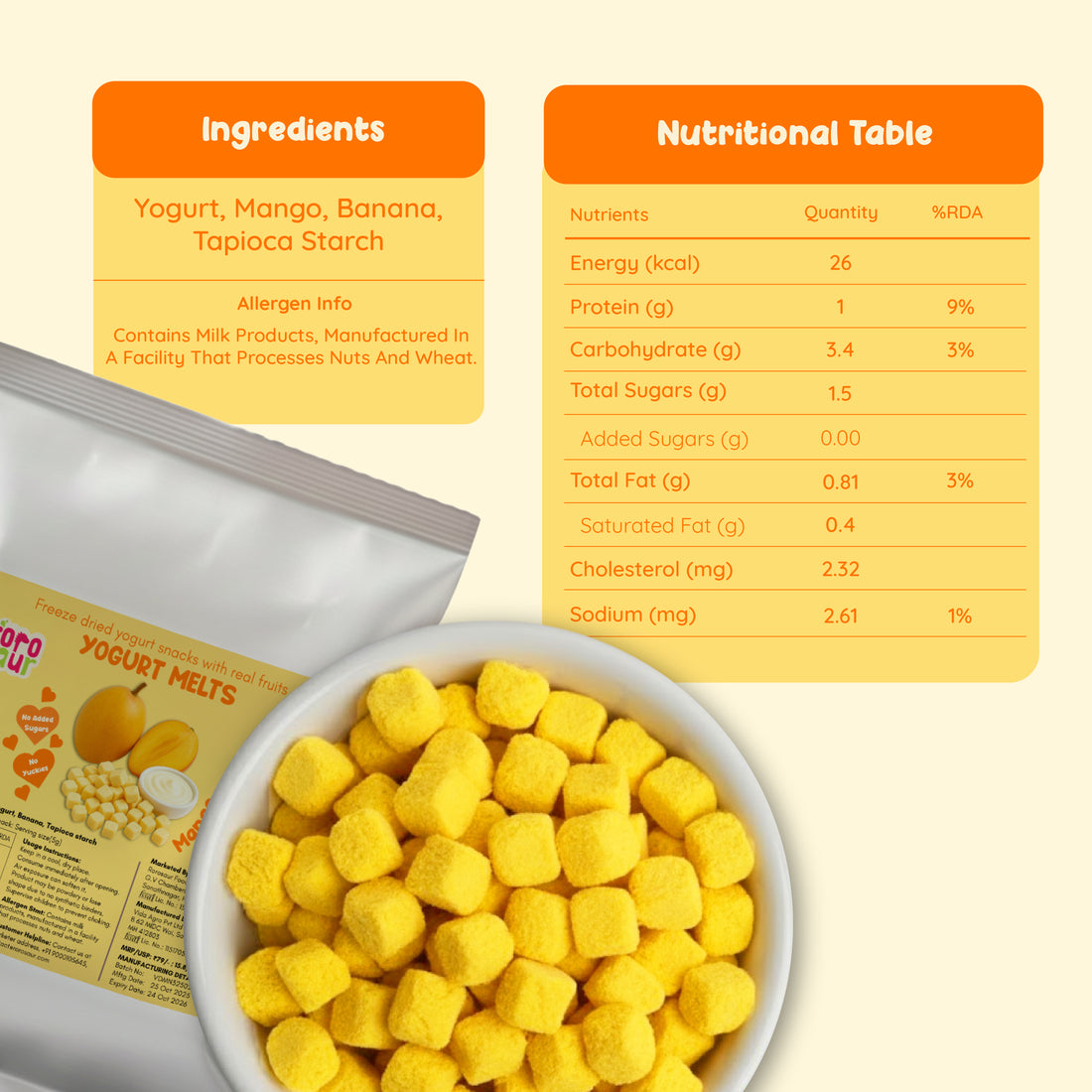 Mango Yogurt Melts Snacks