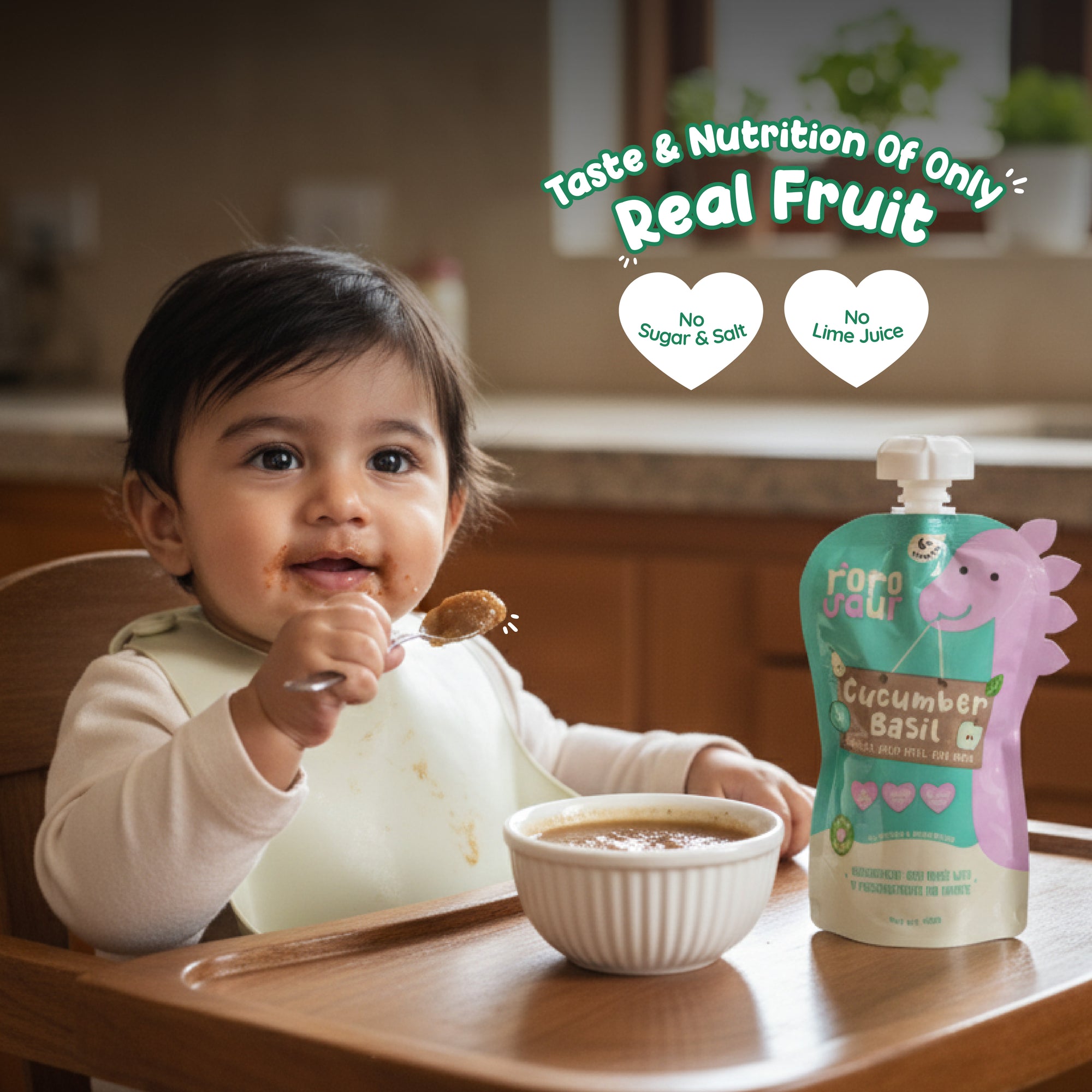 Baby eating Rorosaur Cucumber Bas