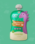 Rorosaur Cucumber Basil baby puree pack made with cucumber, green apple, pear, and basil for easy feeding.