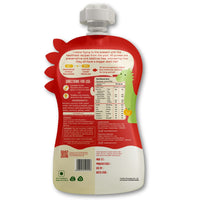 Rorosaur Millet-y Pumpkin baby puree pouch with ingredients, nutrition facts, and preparation directions.

